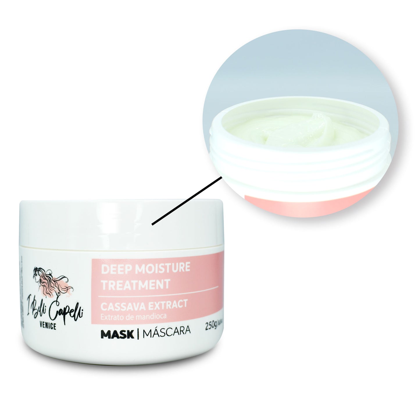 Máscara Capilar Tratamento com Extrato de Mandioca - Venice I Belli Capelli 250g