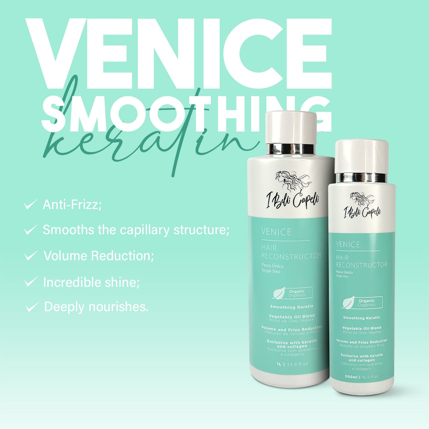 Reconstrutor Capilar com Queratina Orgânica - Venice I Belli Capelli 1L