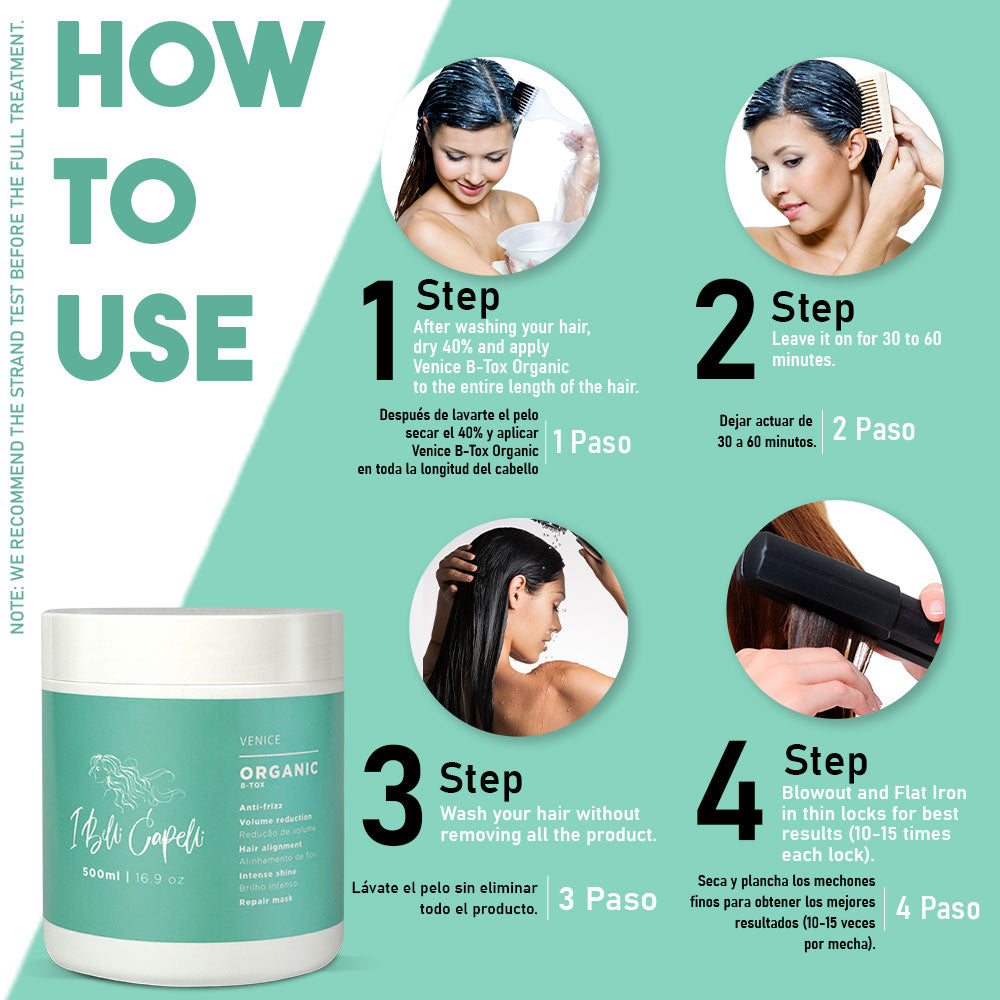 Máscara Reparadora B-tox Venice Orgânica - Anti-Frizz 500g I Belli Capelli