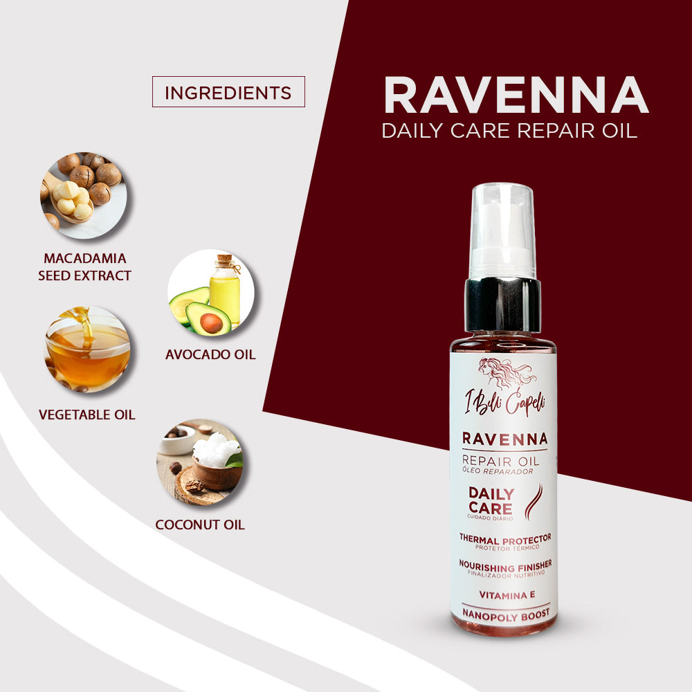Óleo Reparador de Pontas com Brilho e Proteção I Belli Capelli Ravenna Daily Care 60ml