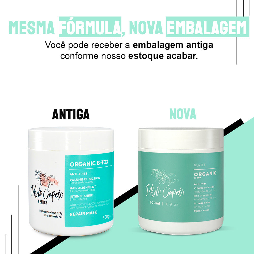 Máscara Reparadora B-tox Venice Orgânica - Anti-Frizz 500g I Belli Capelli