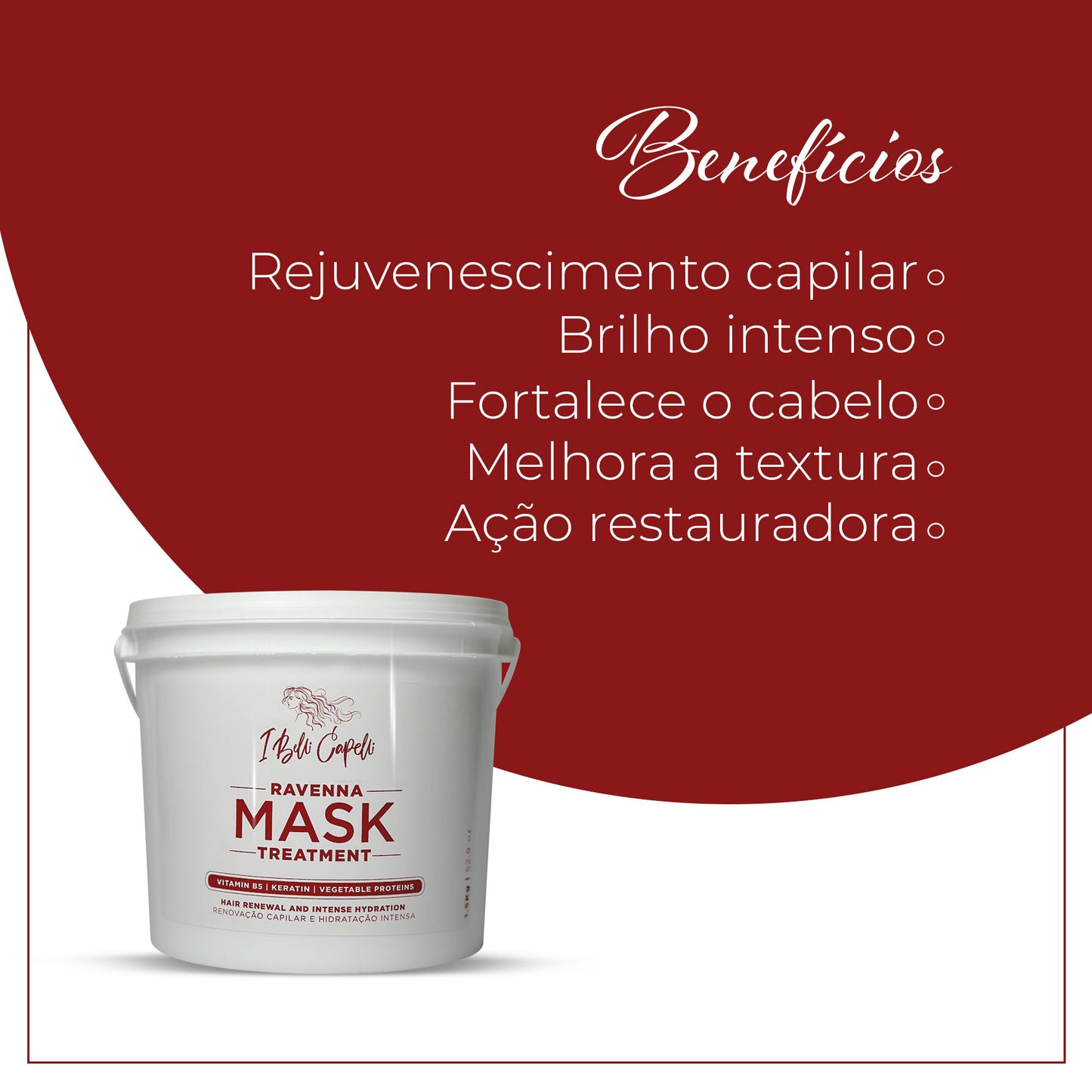 Máscara Hidratante Profissional para Salão 1.5Kg I Belli Capelli