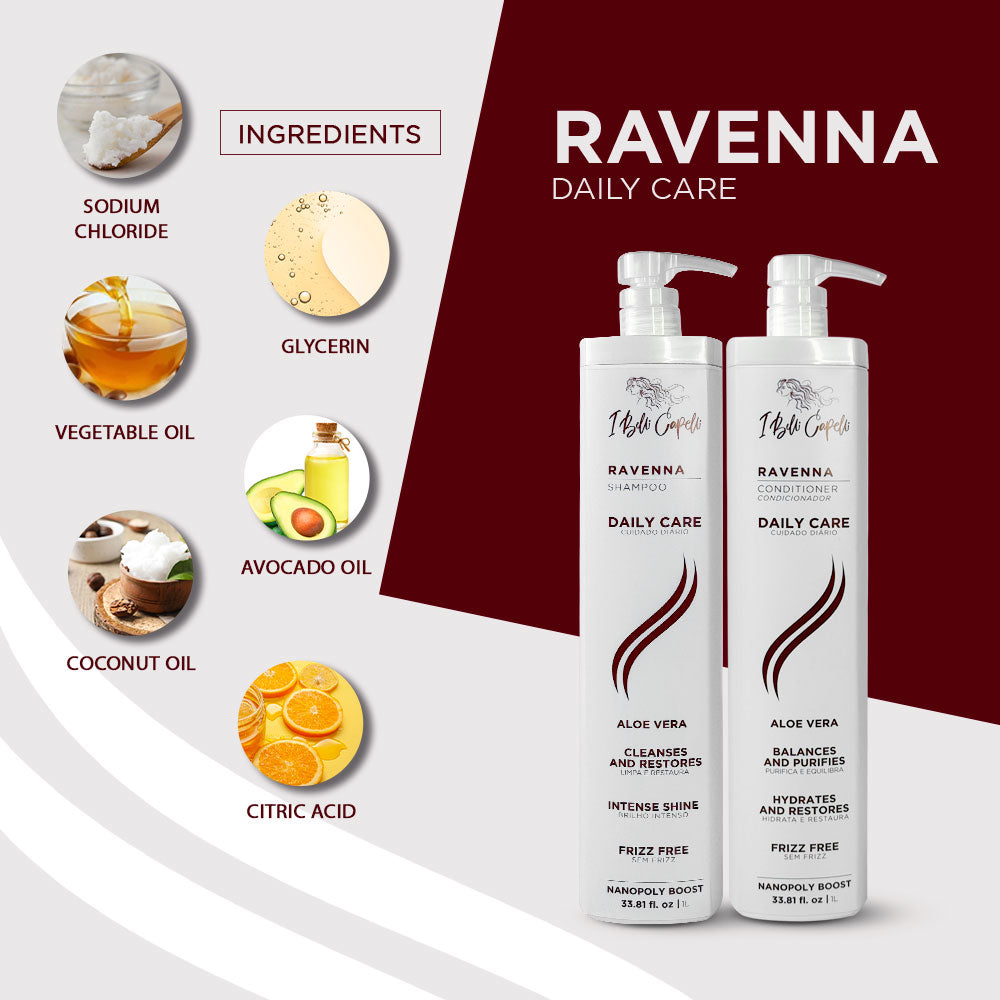 Kit Cuidado Diário Aloe Vera - Shampoo + Condicionador Nutritivo I Belli Capelli Ravenna 2x1L