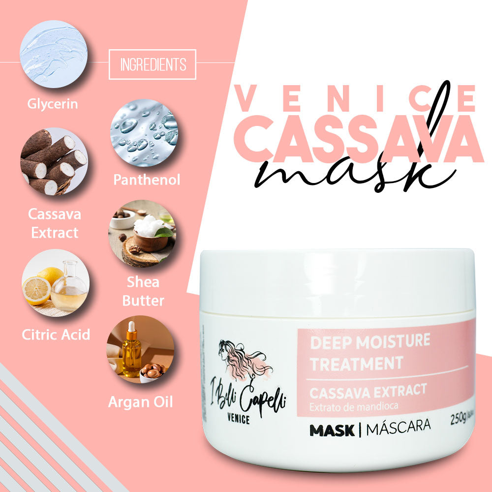 Máscara Capilar Tratamento com Extrato de Mandioca - Venice I Belli Capelli 250g