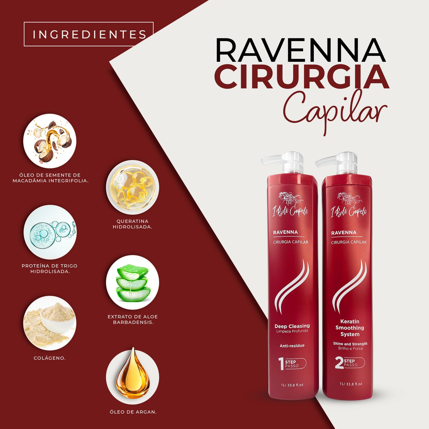 Kit Cirurgia Capilar Alisamento com Queratina Profissional I Belli Capelli 2x1L
