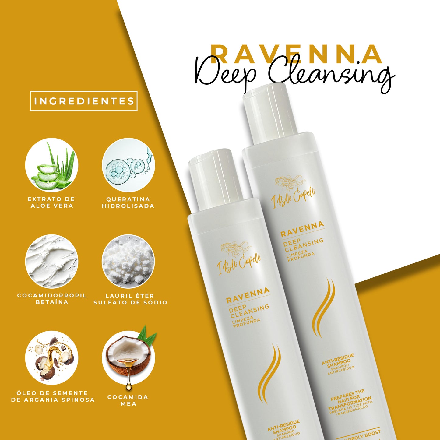 Shampoo Antirresíduo Detox com Brilho e Hidratação 300ml I Belli Capelli Ravenna
