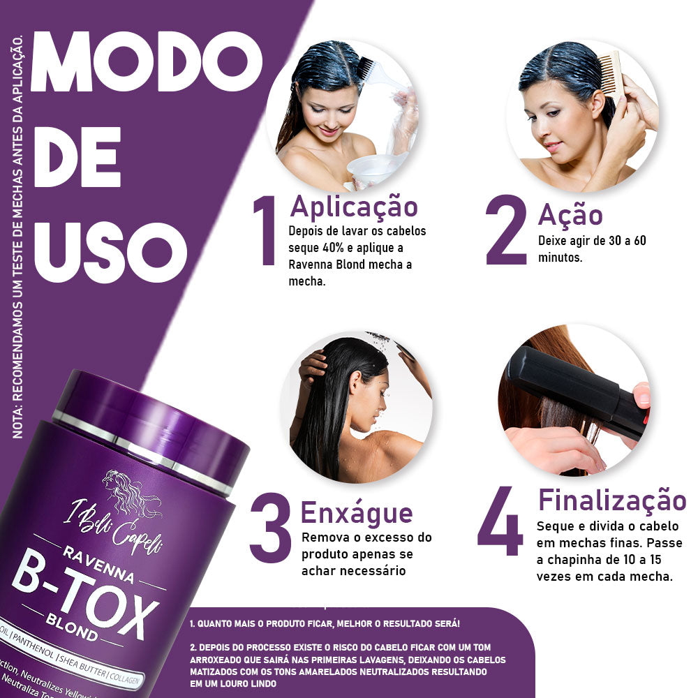 Kit B-tox Capilar Blond Anti-Frizz para Cabelos Loiros I Belli Capelli Ravenna 2x1Kg