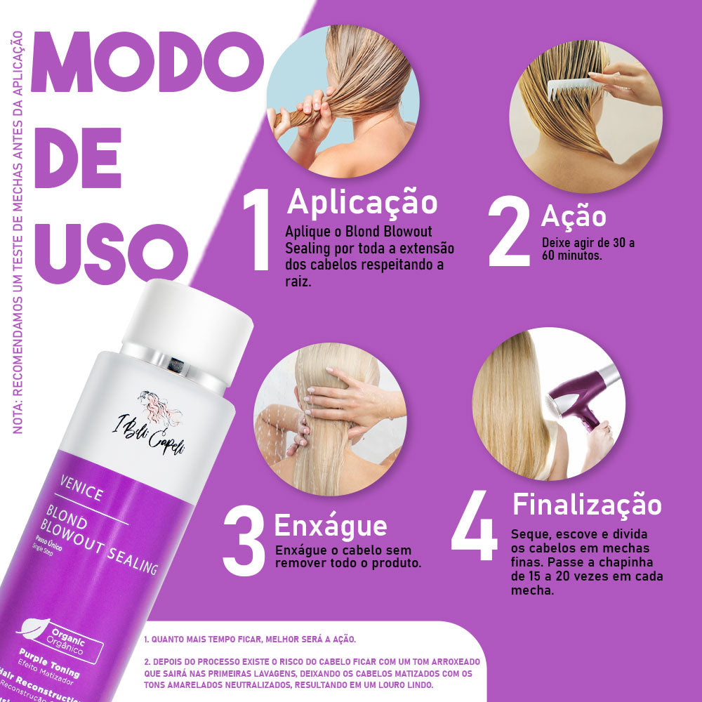 Alisamento de Queratina para Cabelos Loiros - Venice I Belli Capelli 500ml