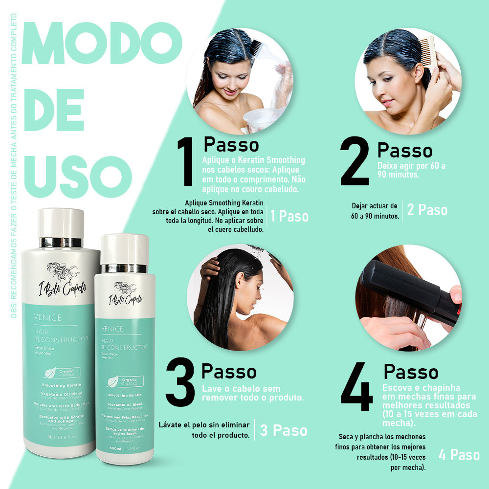 Reconstrutor Capilar com Queratina Orgânica - Venice I Belli Capelli 1L
