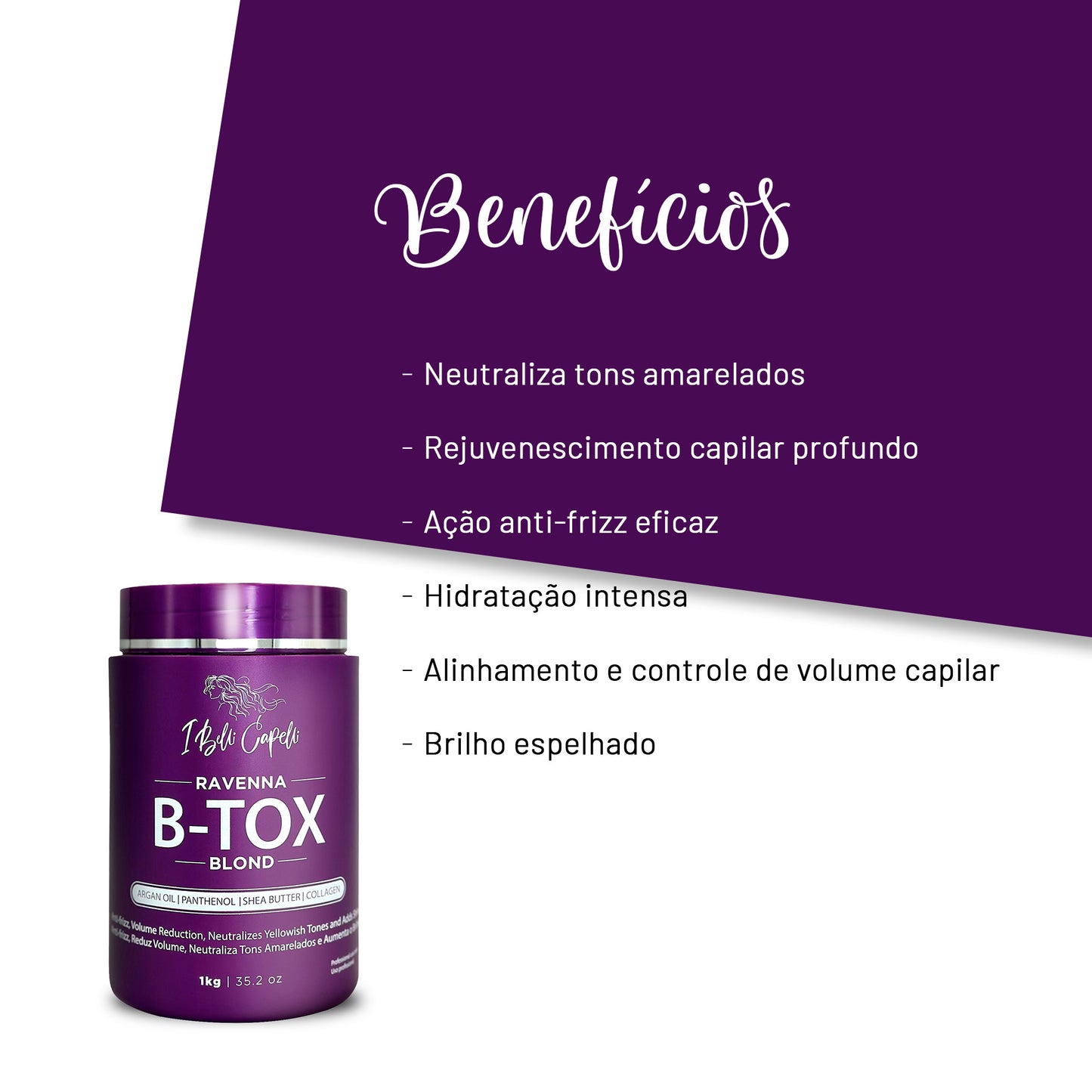 Kit I Belli Capelli Ravenna Máscara B-tox Blond + Óleo Repair – Cuidado Completo para Cabelos Loiros