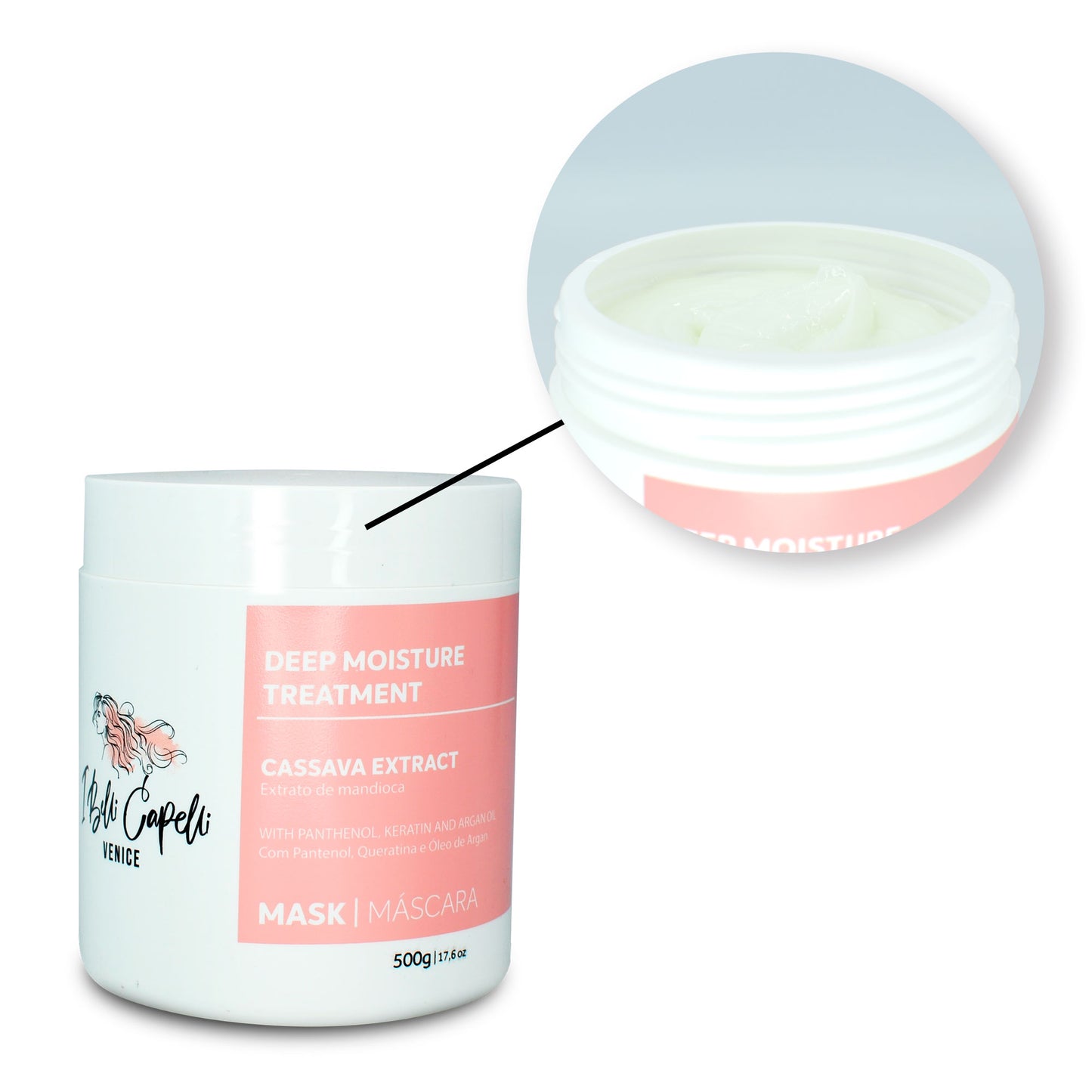 I Belli Capelli Venice Cassava Extract Máscara com Pantenol, Queratina e Óleo de Argan 500g