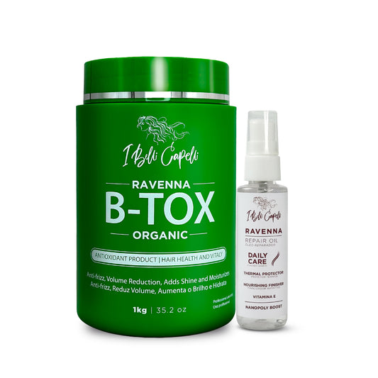 Kit I Belli Capelli Ravenna Máscara B-tox Organic + Óleo Repair  – Tratamento Natural Para Todos os Tipos de Cabelos