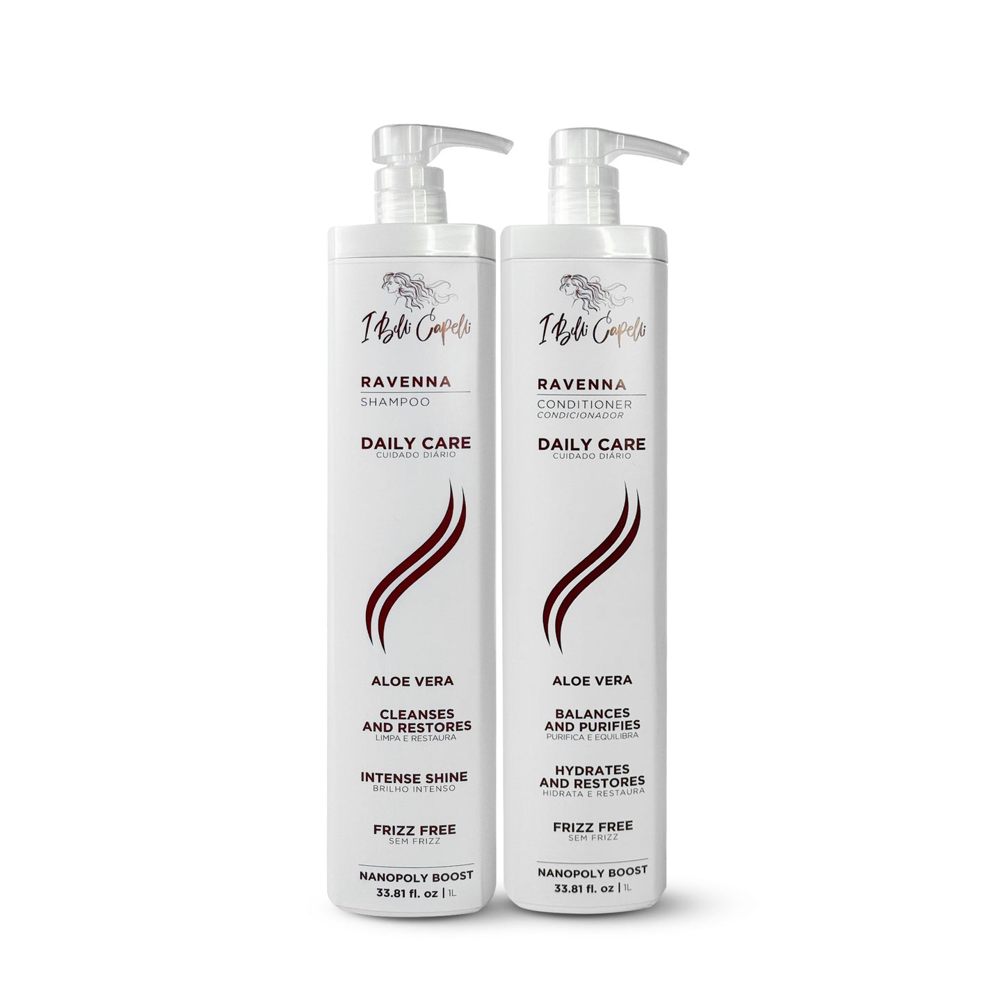 Kit Cuidado Diário Aloe Vera - Shampoo + Condicionador Nutritivo I Belli Capelli Ravenna 2x1L