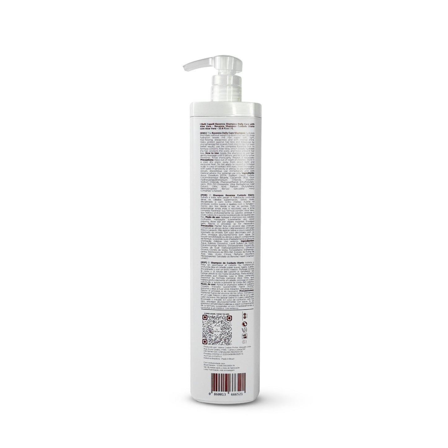 Shampoo Aloe Vera Cuidado Diário - Detox Suave e Brilho Natural 1L I Belli Capelli Ravenna