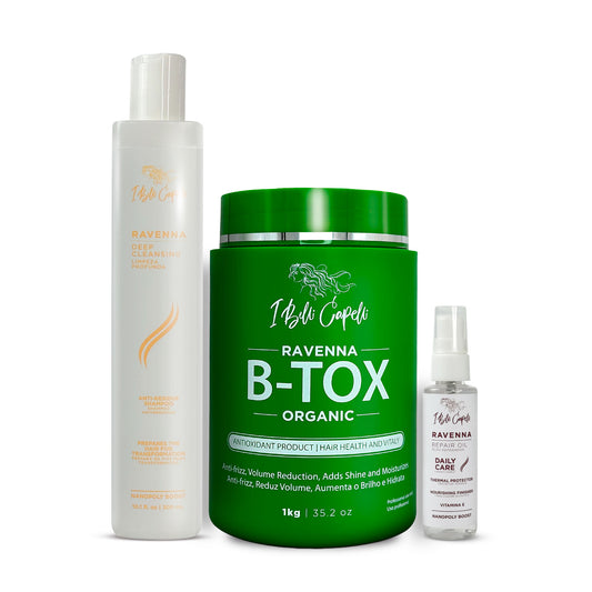 Kit B-tox Orgânico + Óleo Finalizador + Shampoo Detox I Belli Capelli - Ravenna