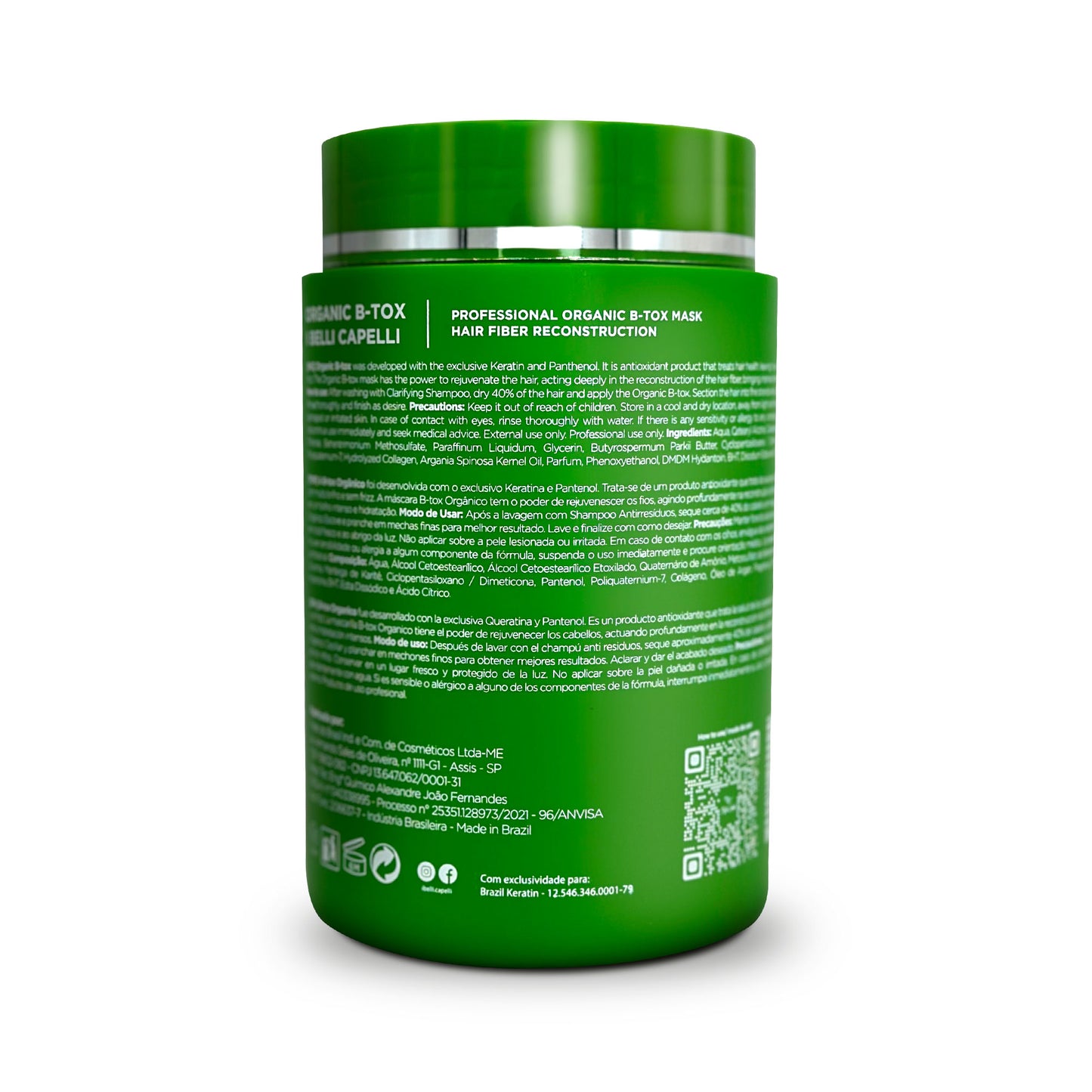 B-tox Capilar Orgânico Anti-frizz 1kg I Belli Capelli Ravenna