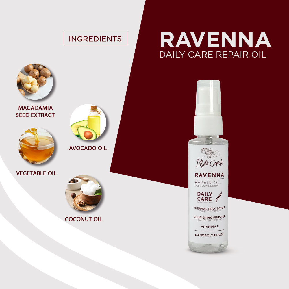Óleo Reparador de Pontas com Brilho e Proteção I Belli Capelli  Ravenna Daily Care 60ml