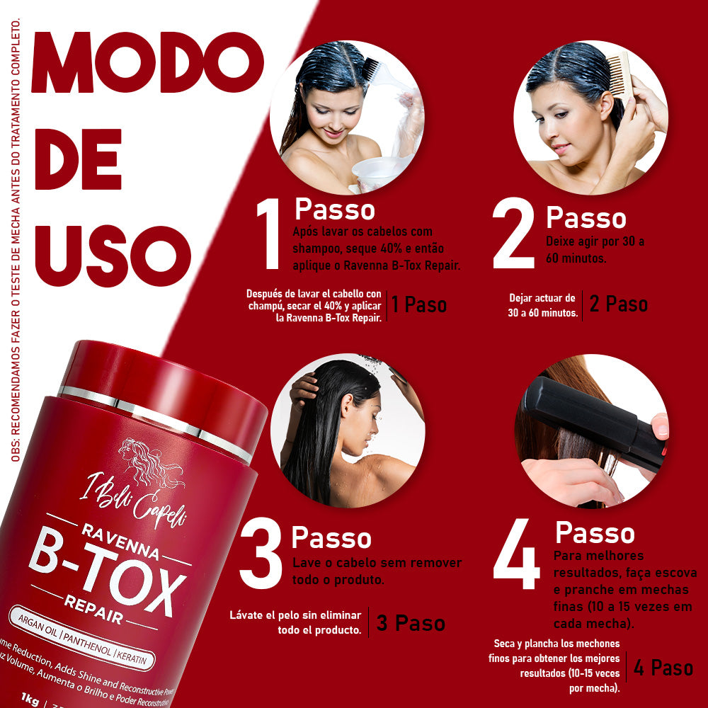 Kit B-tox Repair + Shampoo Antirresíduo limpeza profunda I Belli